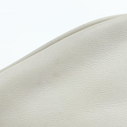 Prada Triangle Logo Zip Leather, White, Leather, Crossbody Bag