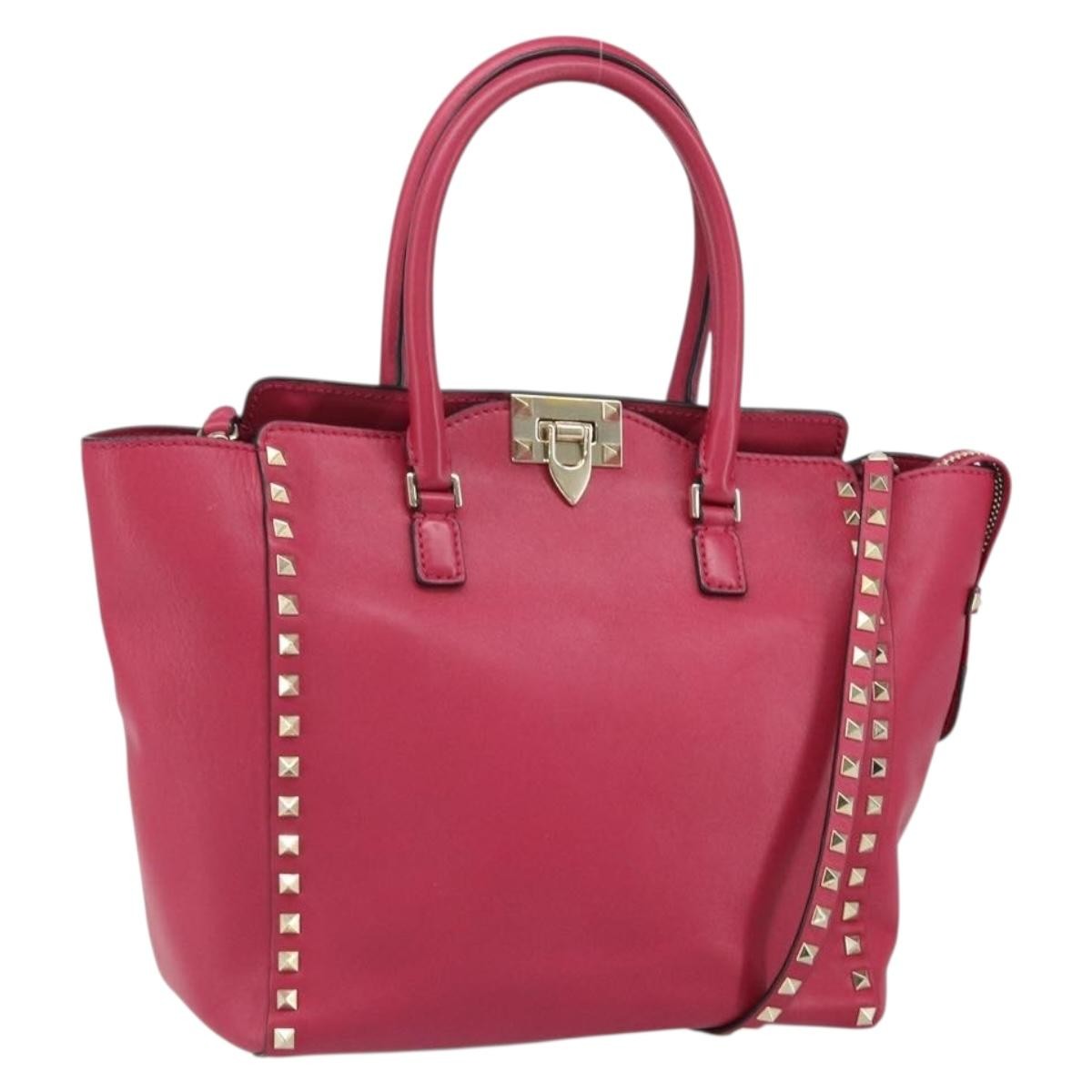 Valentino Garavani Rockstud Tote Rigid Leather, Pink, Leather, Tote Bag