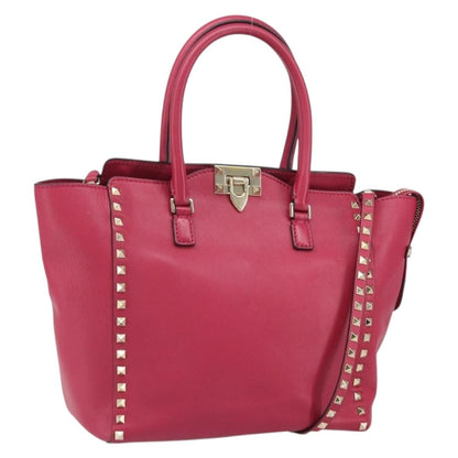 Valentino Garavani Rockstud Tote Rigid Leather, Pink, Leather, Tote Bag