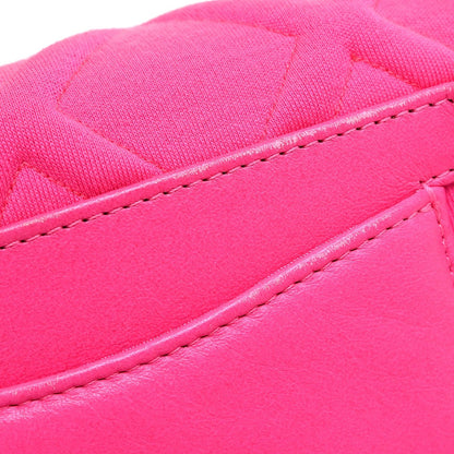 Chanel 19 Belt Quilted Jersey, Pink, Canvas, Shoulder Bag