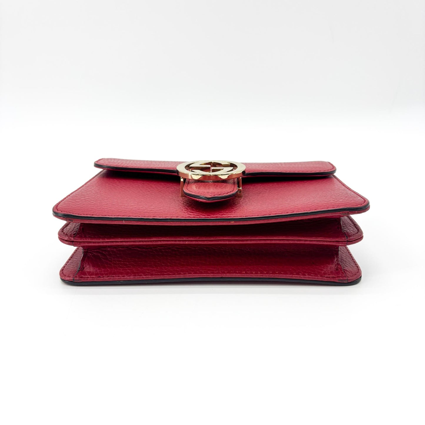 Gucci Interlocking Leather, Red, Leather, Shoulder Bag