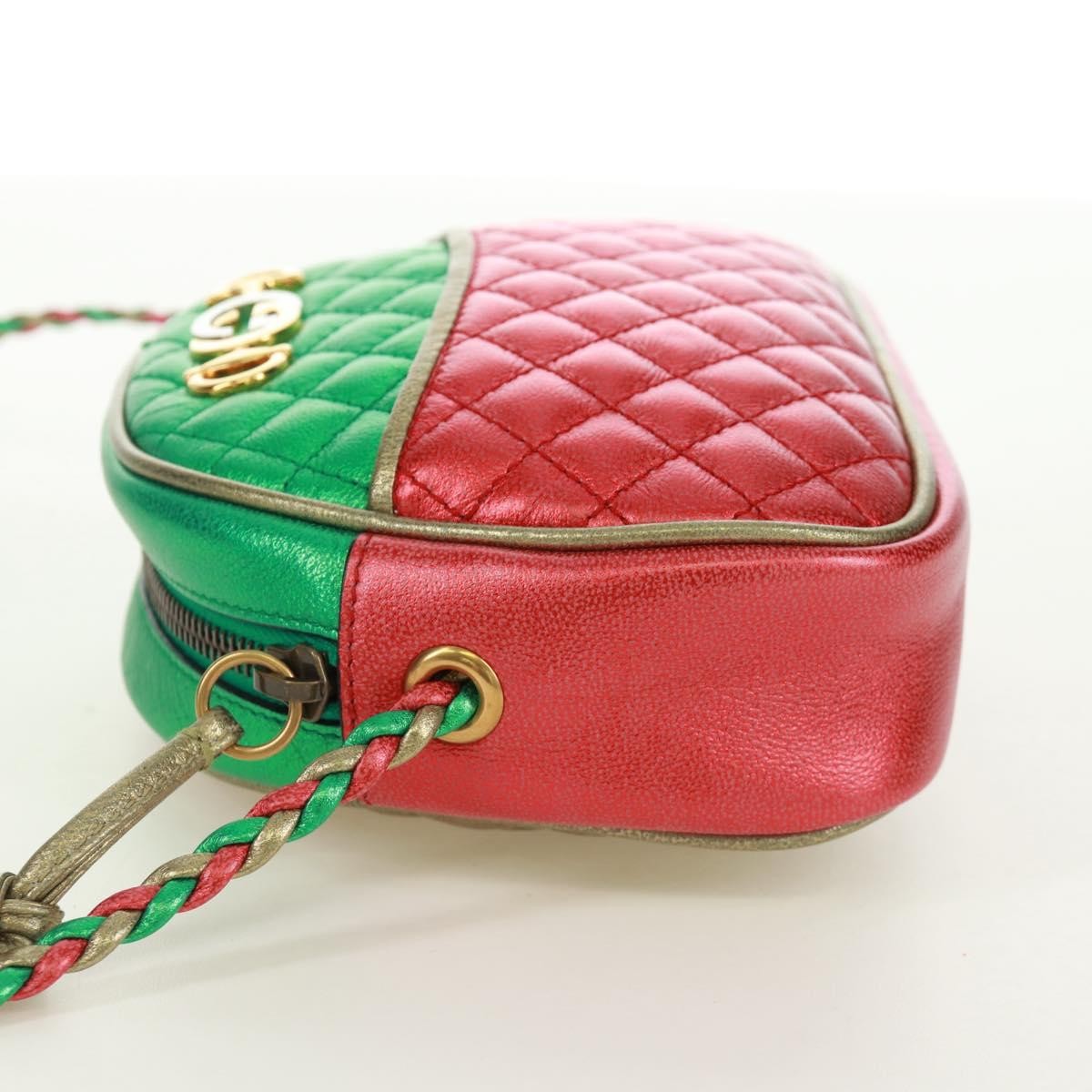 Gucci Trapuntata Camera Quilted Laminated Leather, Red, Leather, Shoulder Bag