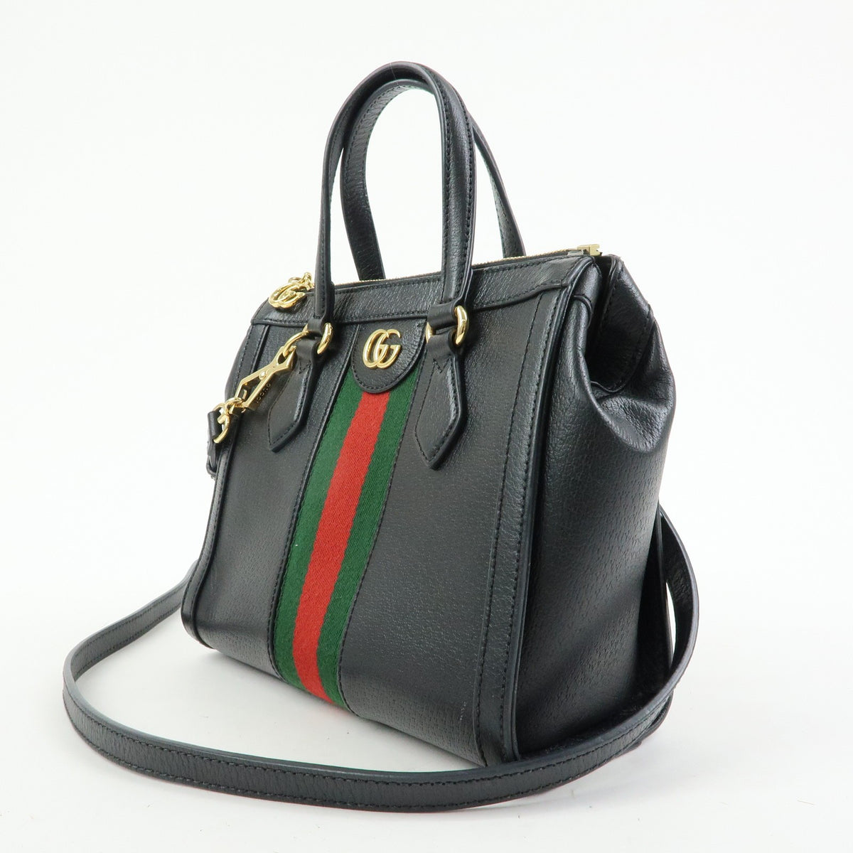 Gucci Ophidia Top Handle Leather, Black, Leather, Tote Bag
