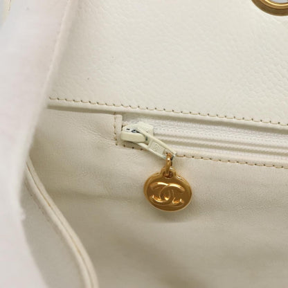 Chanel Vintage Grand Shopping Quilted Caviar, White, Leather, Tote Bag