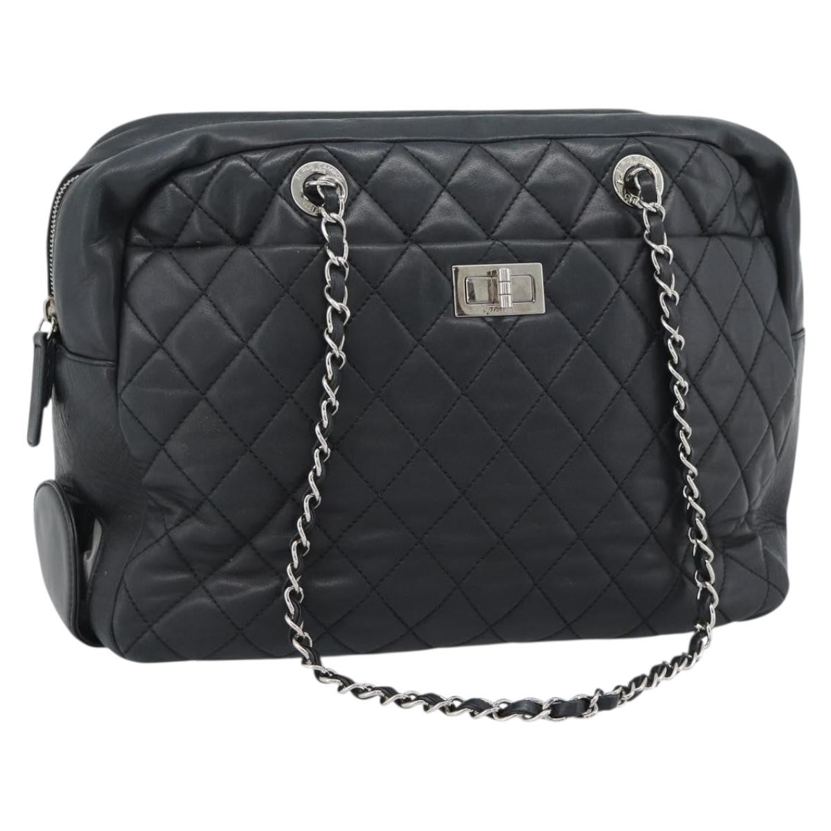 Chanel Mademoiselle Chain Quilted Lambskin, Black, Leather, Shoulder Bag