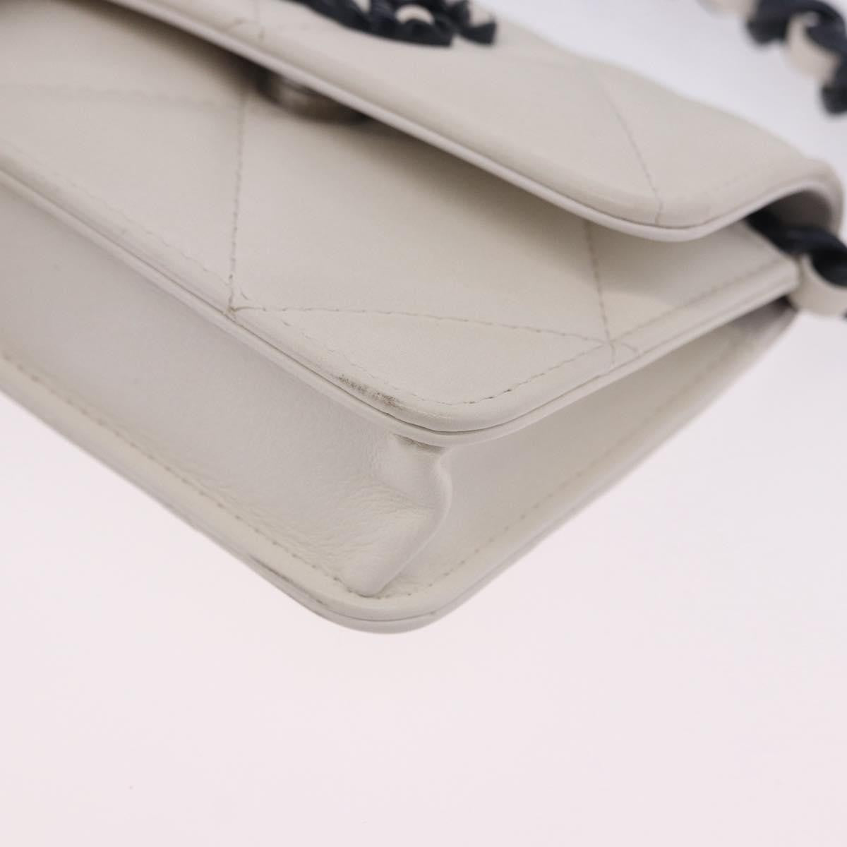 Chanel 19 Flap Coin Purse Belt Quilted Lambskin, White, Leather, Clutch