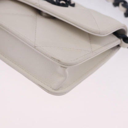 Chanel 19 Flap Coin Purse Belt Quilted Lambskin, White, Leather, Clutch