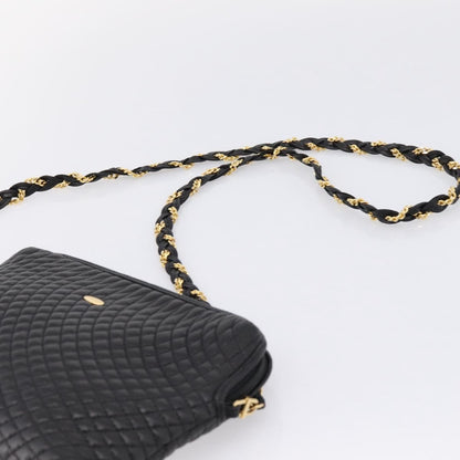 Bally Vintage Chain Quilted Leather, Black, Leather, Shoulder Bag
