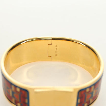Hermes Loquet Bangle Metal and Printed Enamel, Gold, Metal, Bracelet