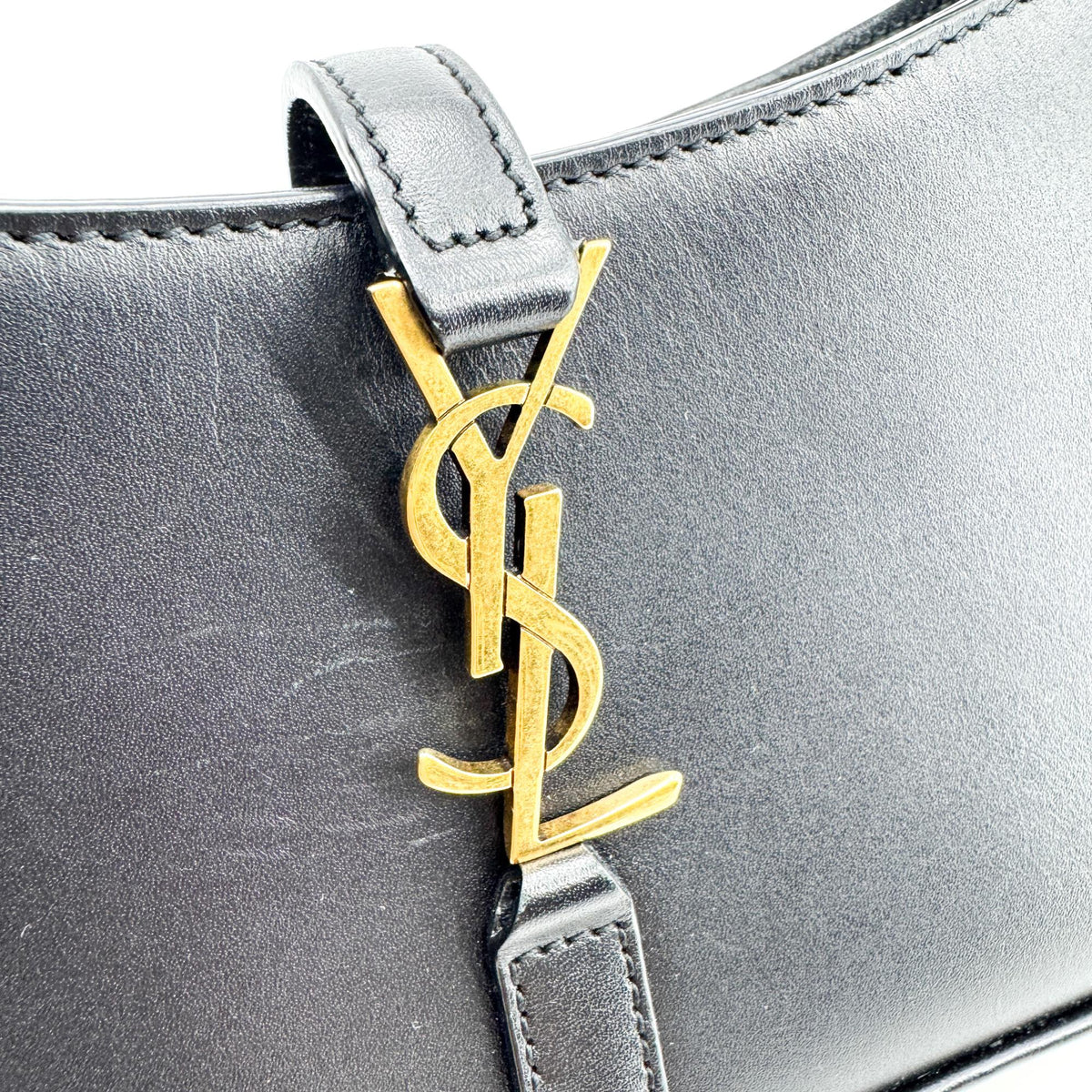 Saint Laurent Le 5 a 7 Hobo Leather, Black, Leather, Shoulder Bag