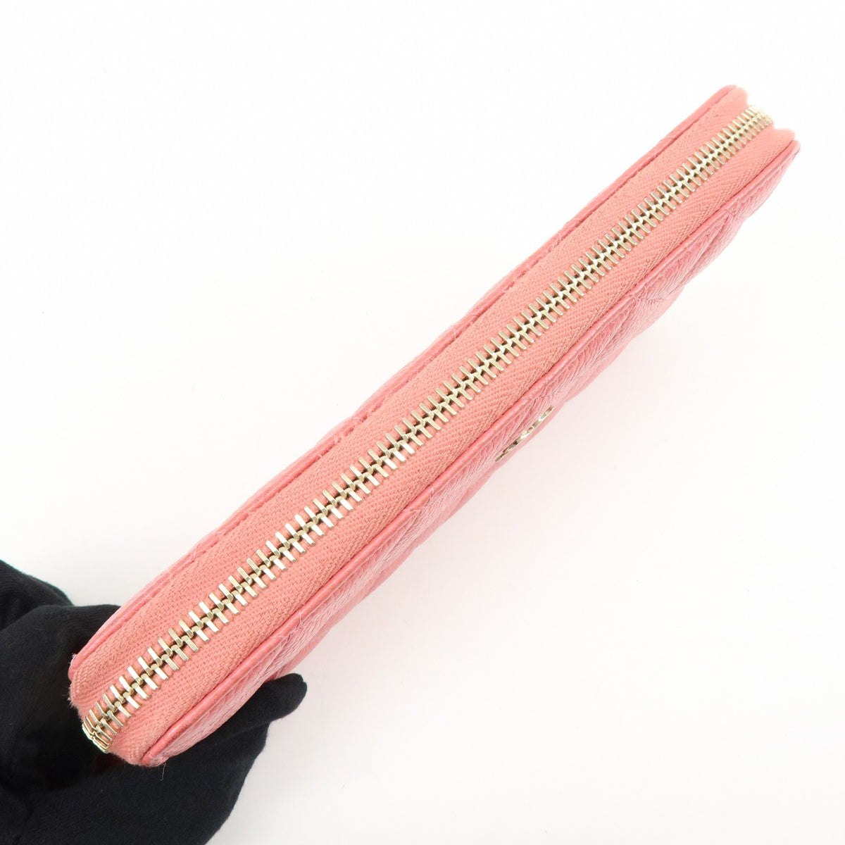 Chanel Zip Around Organizer Quilted Caviar, Pink, Leather, Wallet