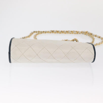Chanel Chain Leather, White, Leather, Shoulder Bag