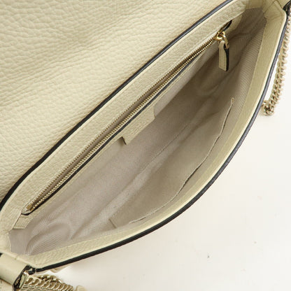Gucci Soho Chain Leather, White, Leather, Crossbody Bag
