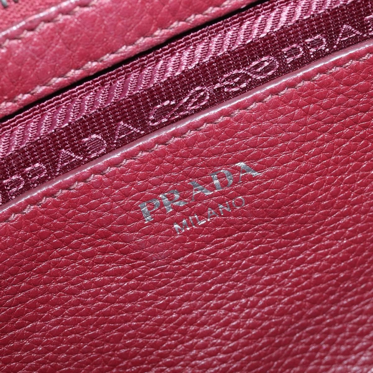Prada Front Pocket Pushlock Convertible Boston Vitello Daino, Burgundy, Leather, Handbag