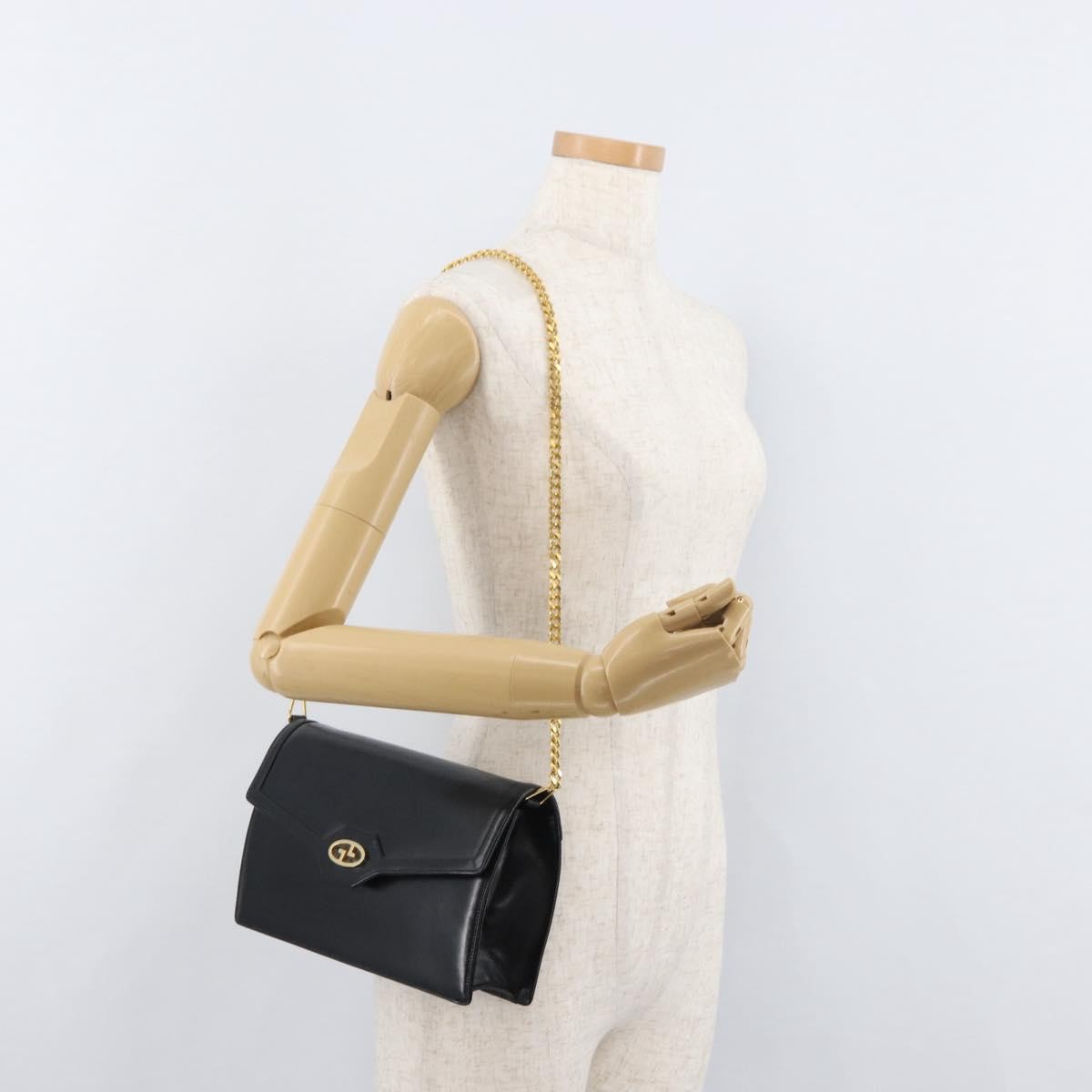 Gucci Shoulder Leather, Black, Leather, Shoulder Bag