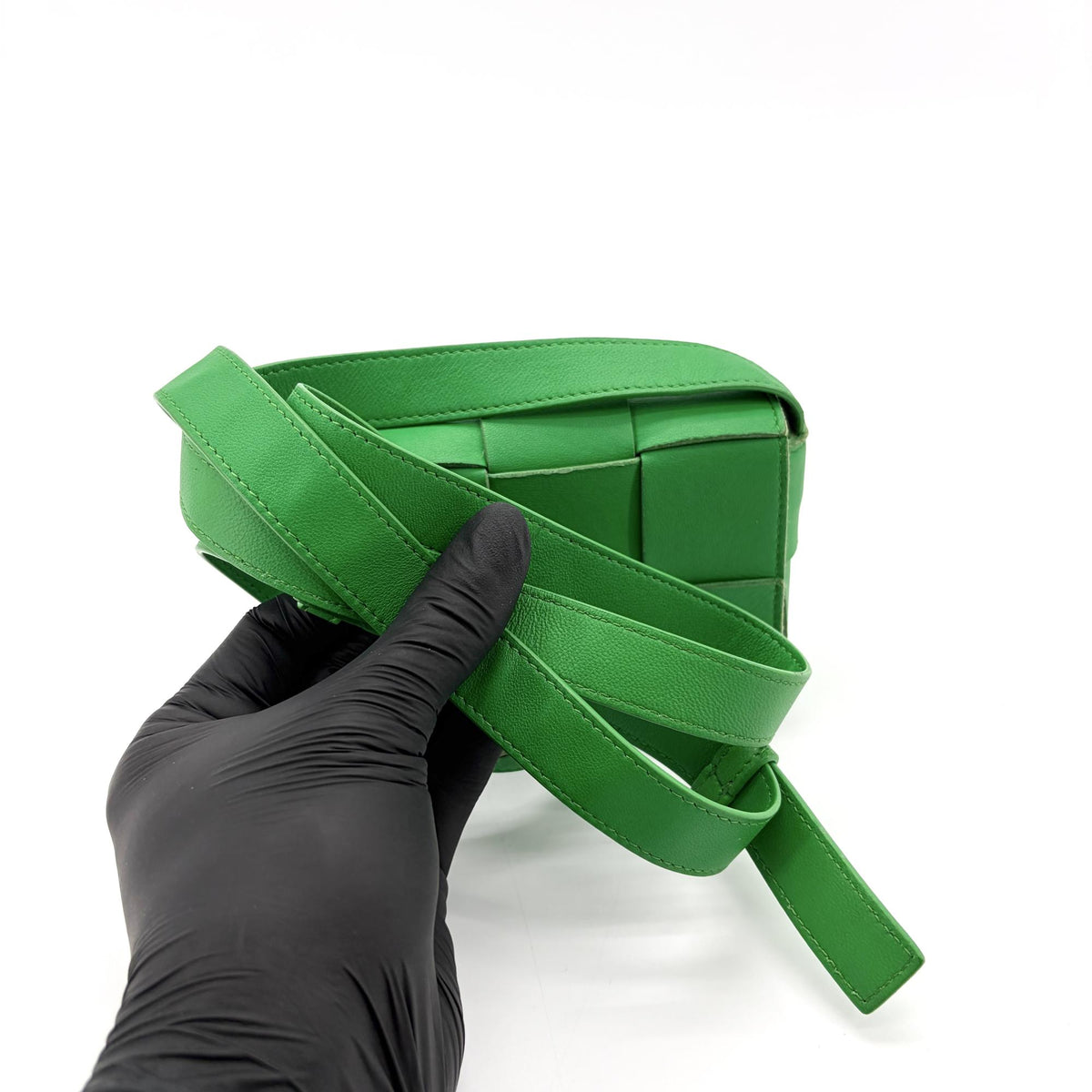 Bottega Veneta Cassette Maxi Intrecciato Leather, Green, Leather, Crossbody Bag