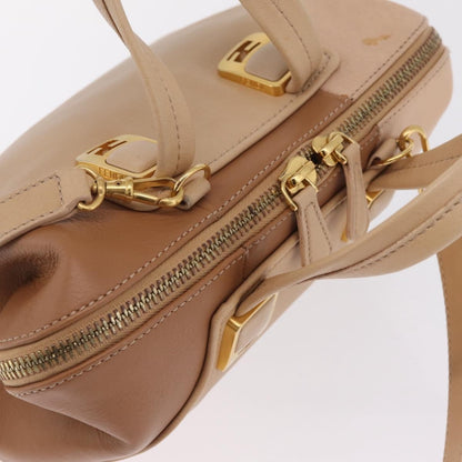 Fendi Chameleon Satchel Leather, Beige, Leather, Handbag