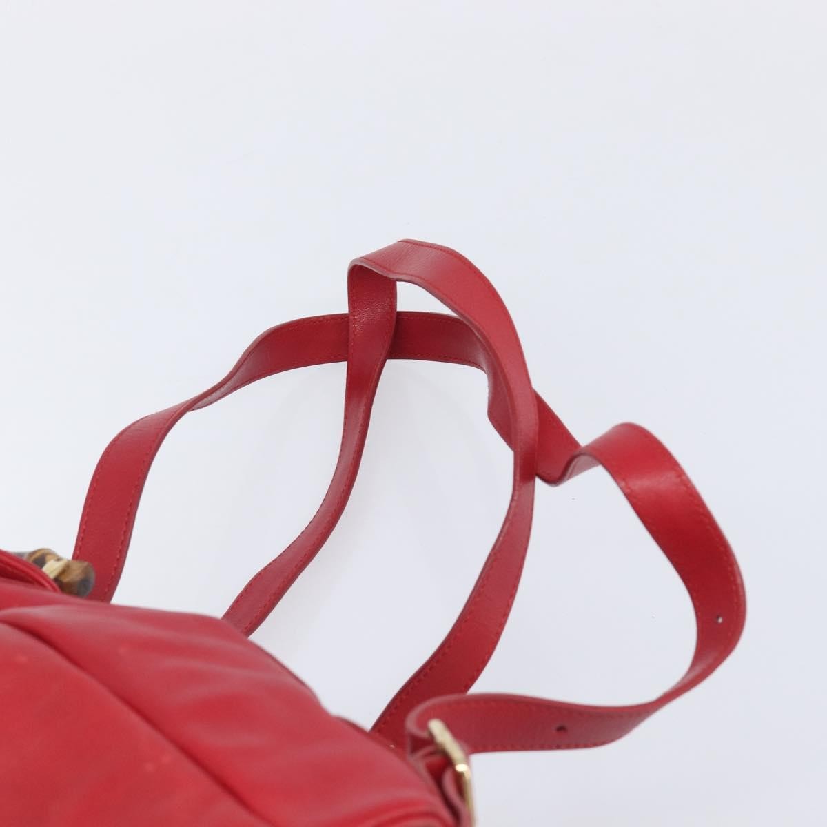 Gucci Vintage Bamboo Leather, Red, Leather, Backpack