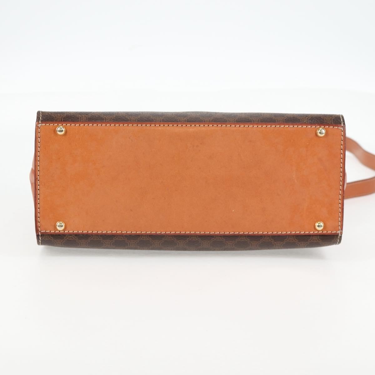 Celine Vintage Convertible Top Handle Macadam Coated Canvas, Brown, Canvas, Handbag