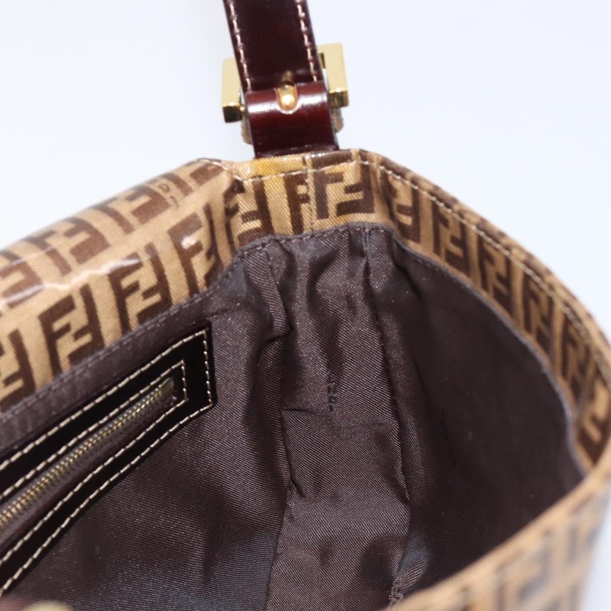 Fendi Mamma Baguette Zucca patent leather, Beige, Canvas, Shoulder Bag
