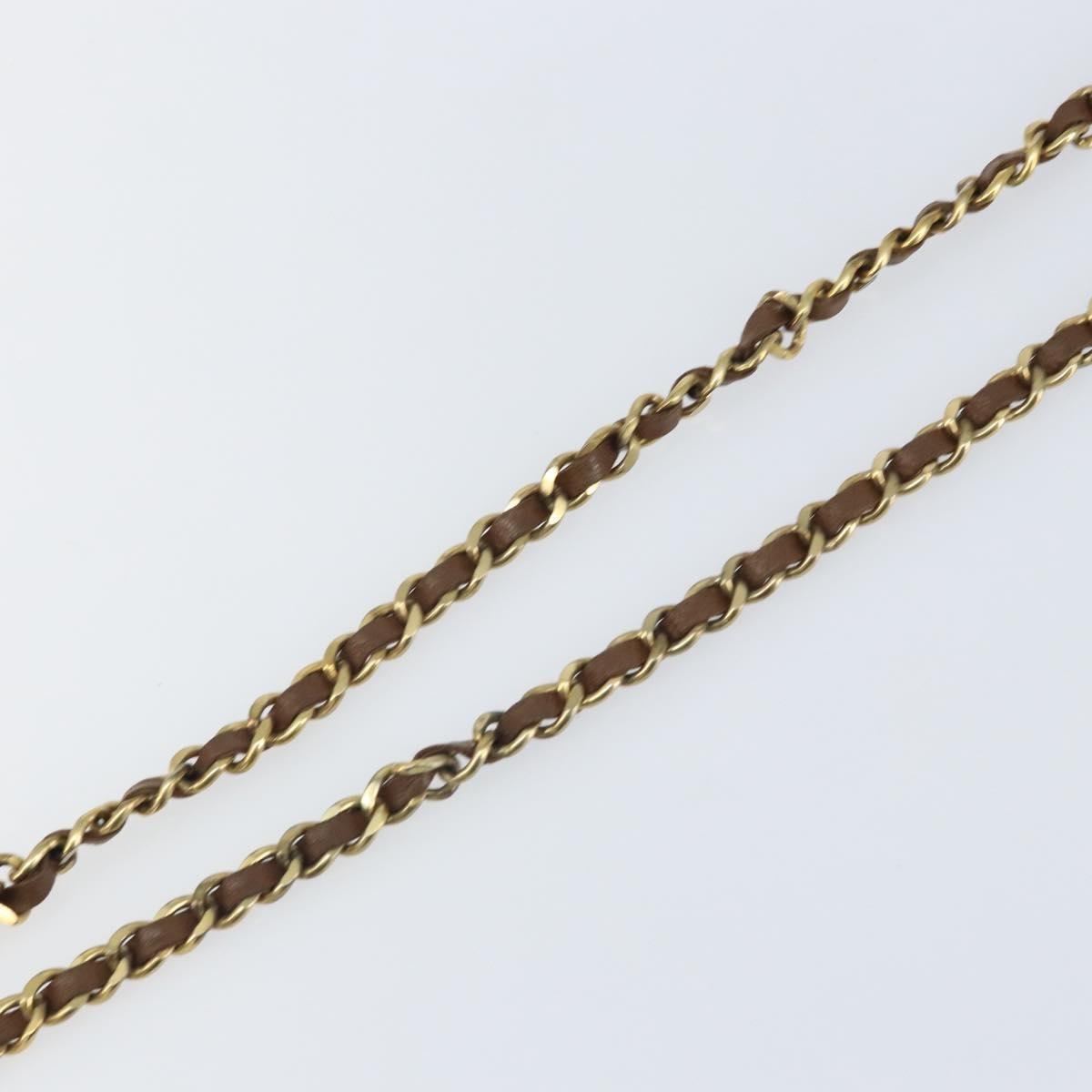 Chanel Vintage Logo Chain Belt Metal and Leather, Brown, Metal, Belt