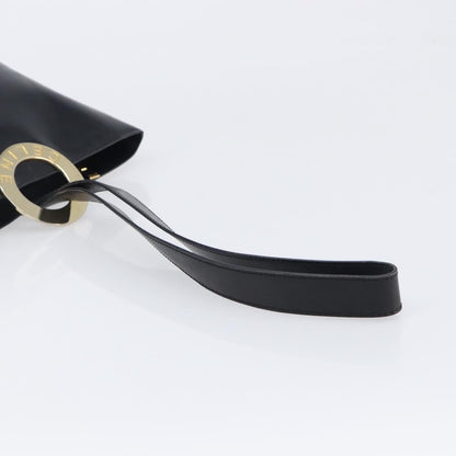 Celine Shoulder bag circle logo Leather, Black, Leather, Shoulder Bag