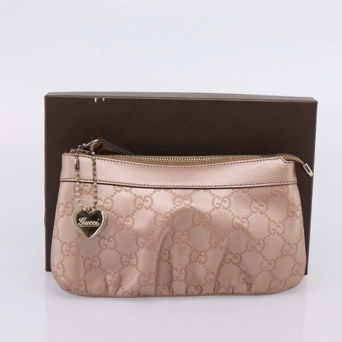 Gucci Heart Wristlet Guccissima Leather, Pink, Leather, Clutch
