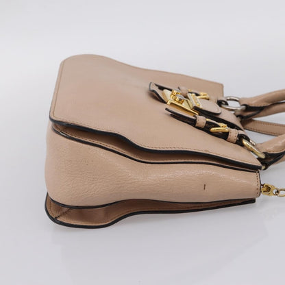 Miu Miu Madras Convertible Lock Leather, Beige, Leather, Tote Bag