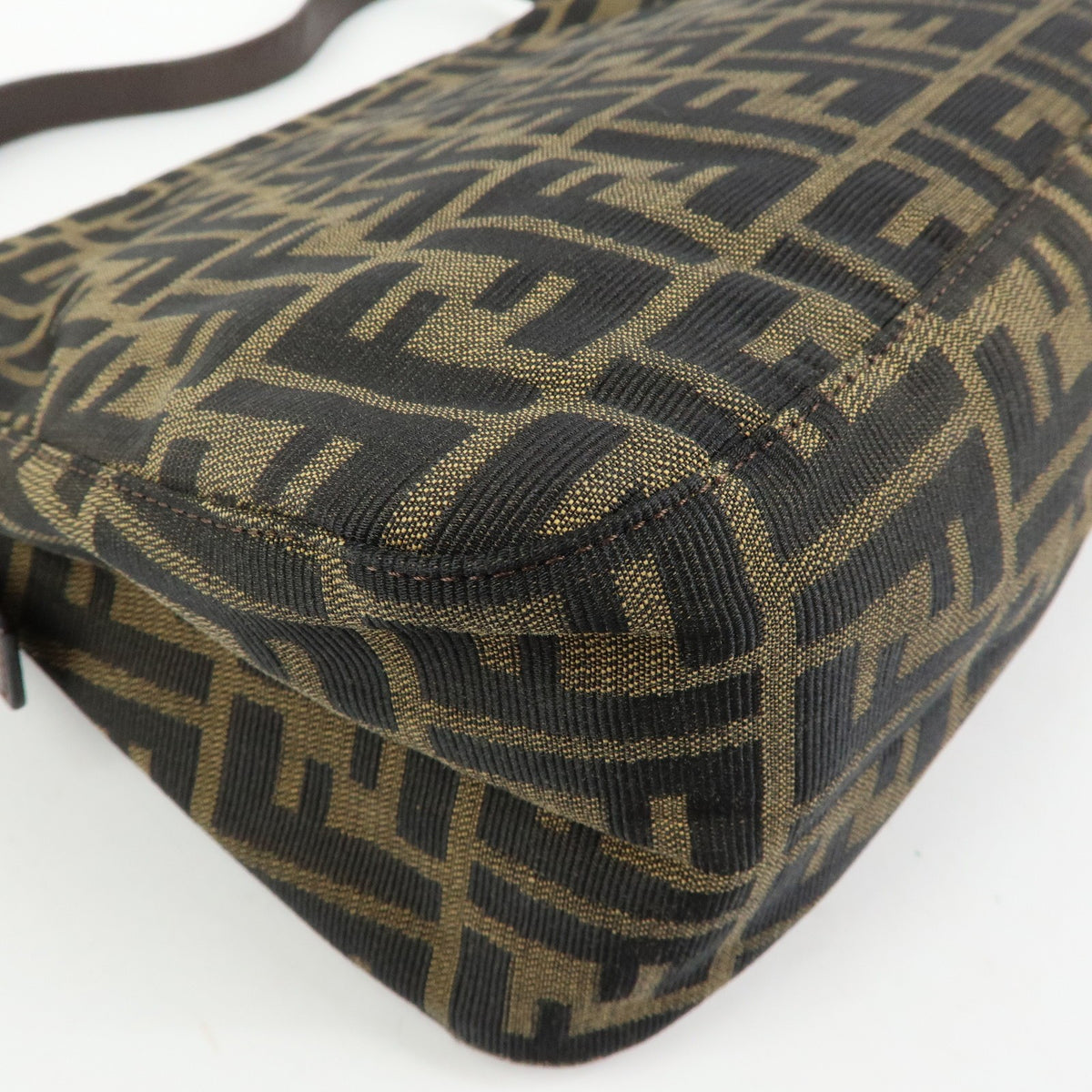 Fendi Zucchino Mamma Baguette Canvas, Brown, Canvas, Shoulder Bag