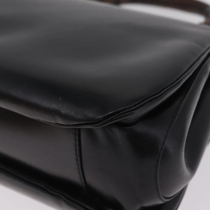 Gucci Vintage Bamboo Top Handle Leather, Black, Leather, Handbag