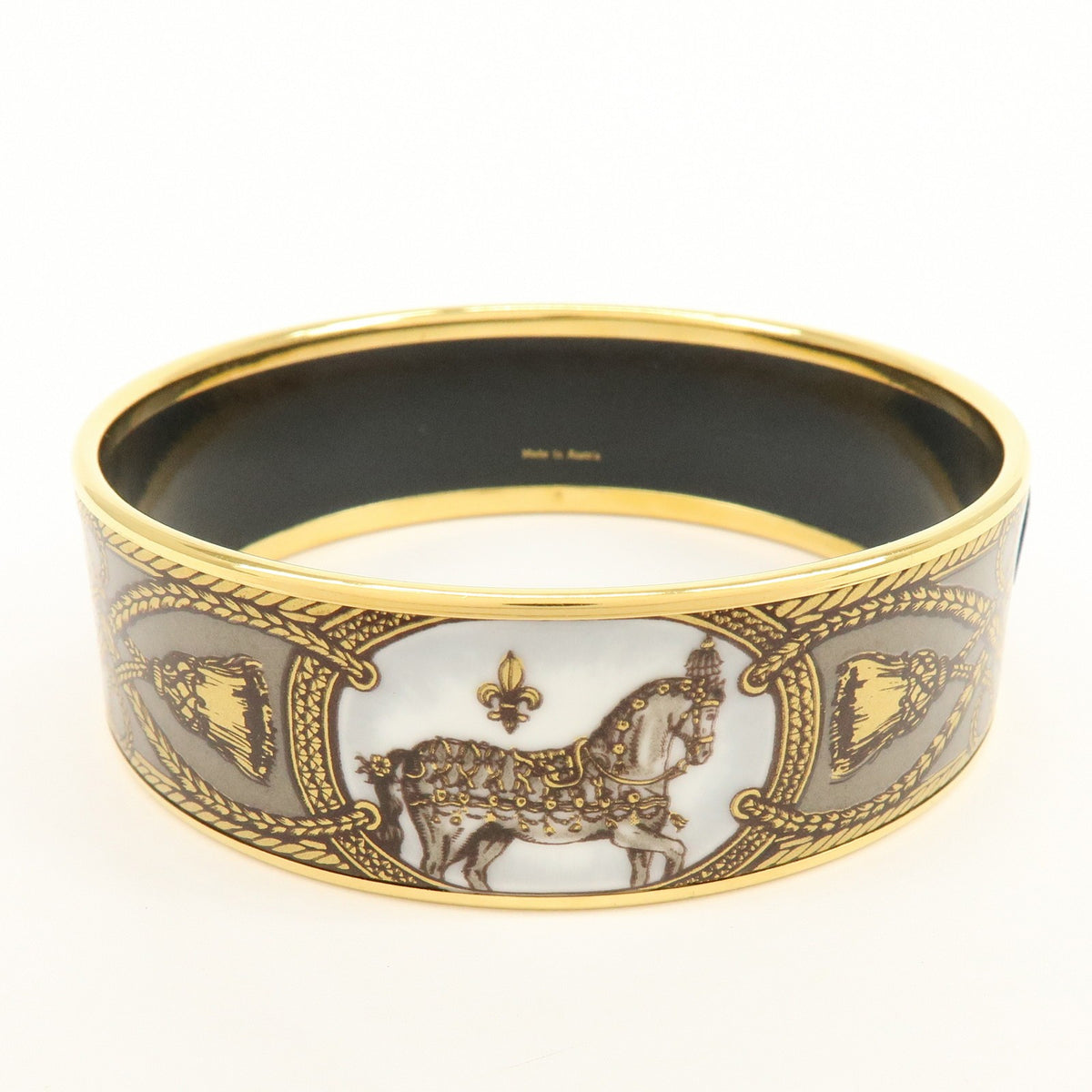 Hermes Bangle Printed Enamel, Multicolour, Gold Plated, Bracelet