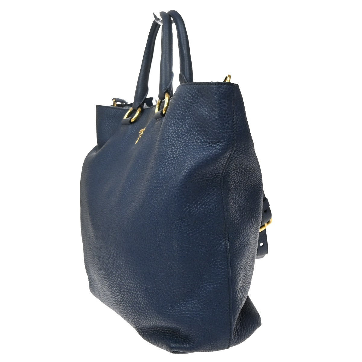 Prada Convertible Shopper Tote Vitello Daino, Navy, Leather, Tote Bag