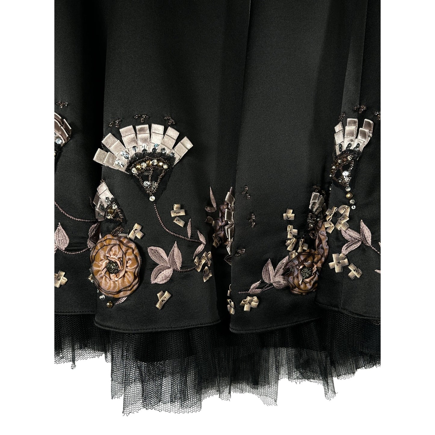 KAREN MILLEN Embroidered Silk Skirt