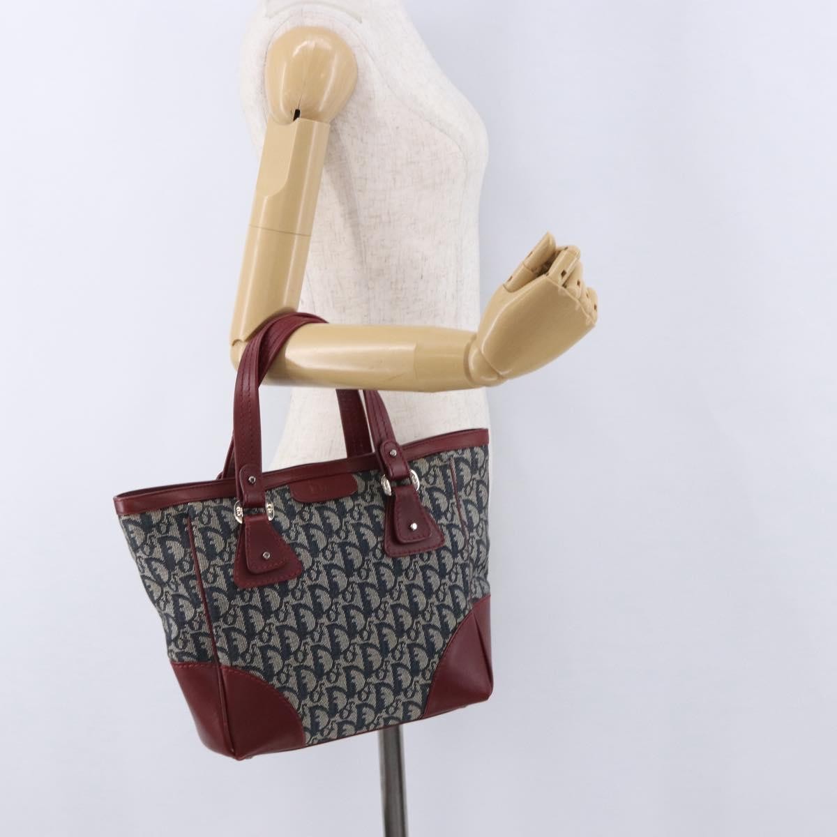 Christian Dior Vintage Trotter Zip Diorissimo Canvas, Navy, Canvas, Tote Bag