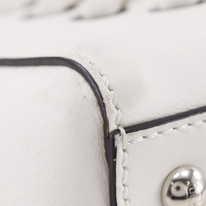 Fendi DotCom Convertible Satchel Whipstitch Leather, White, Leather, Handbag