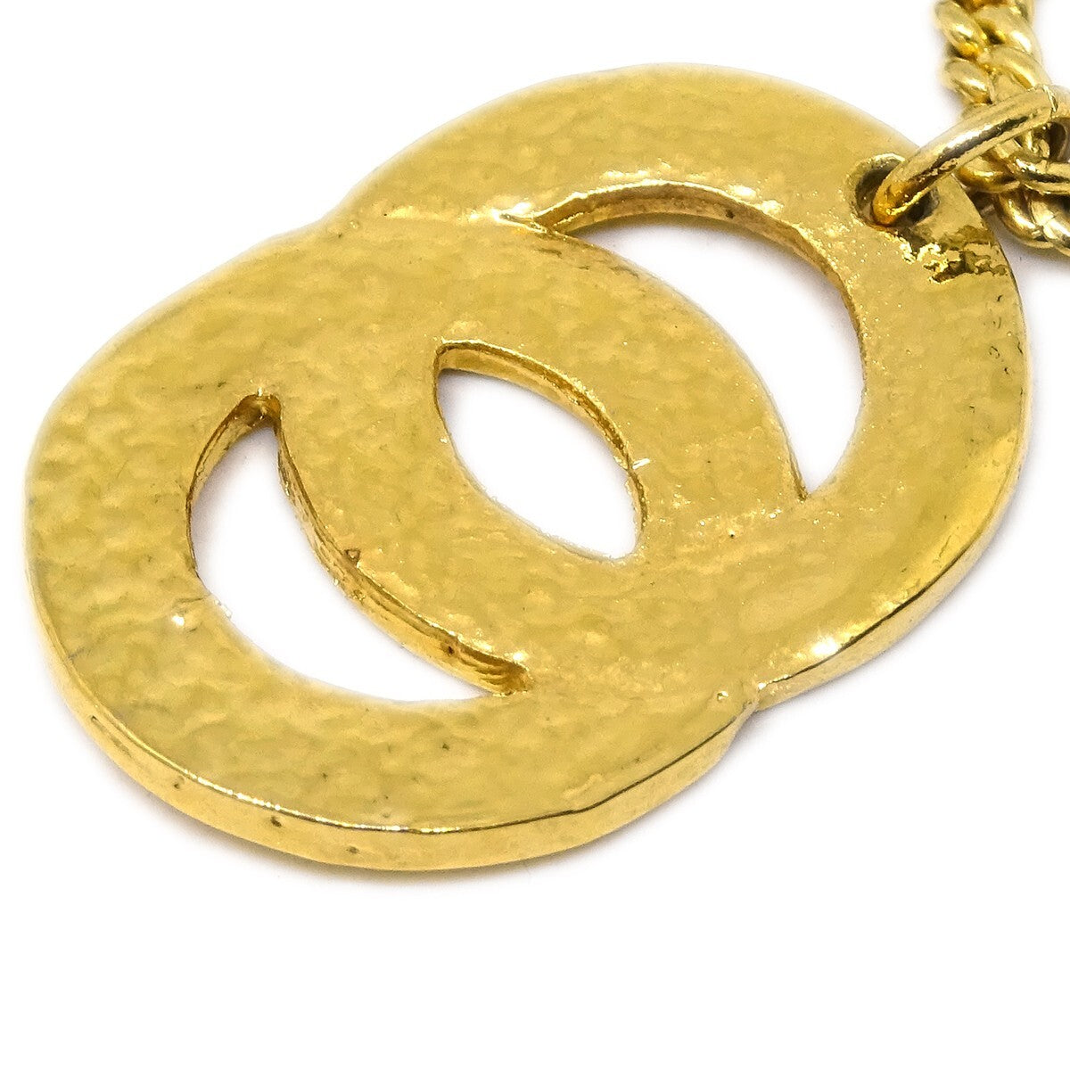 Celine Vintage Logo Circle Pendant Metal, Gold, Gold Plated, Necklace