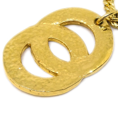 Celine Vintage Logo Circle Pendant Metal, Gold, Gold Plated, Necklace
