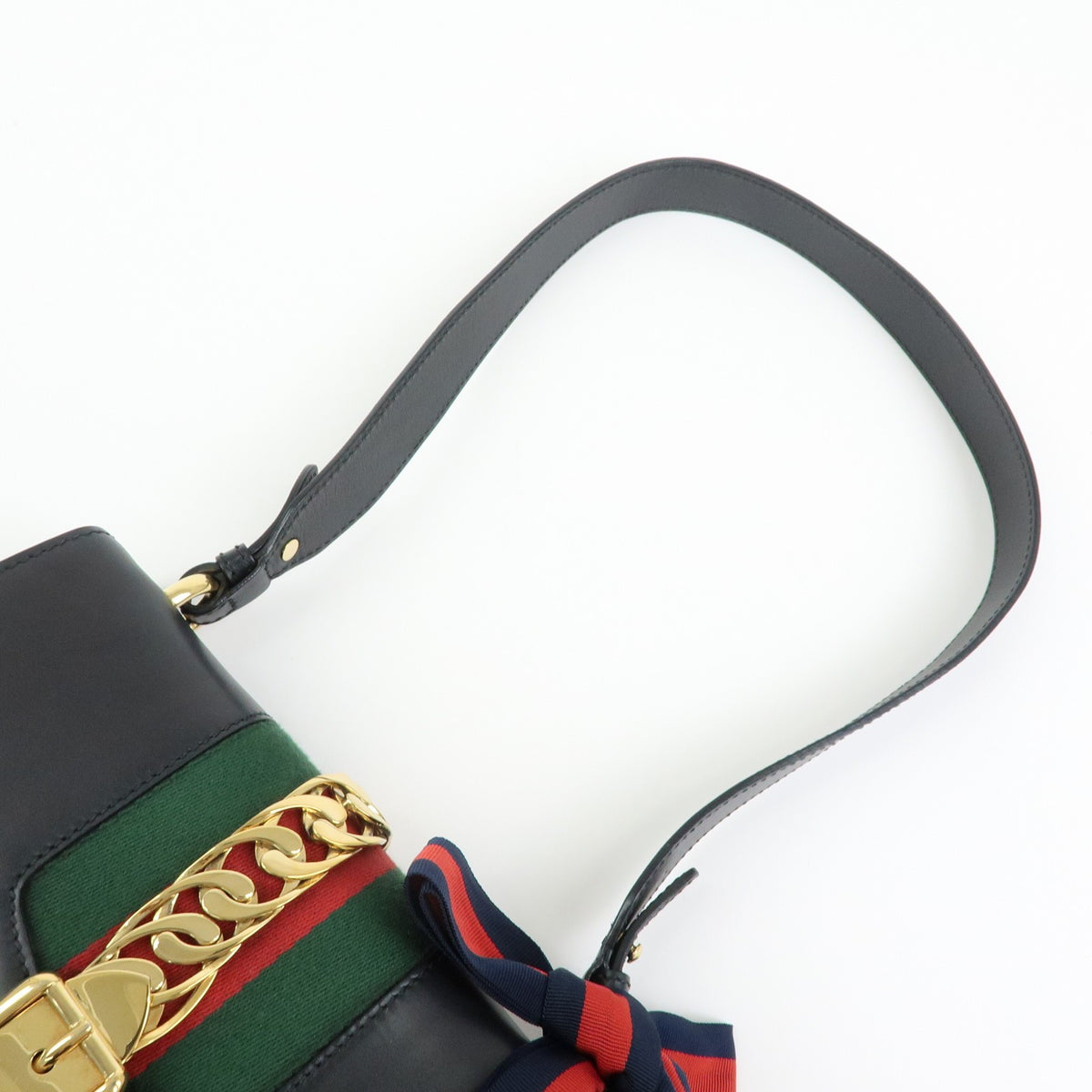 Gucci Sylvie Leather, Black, Leather, Shoulder Bag