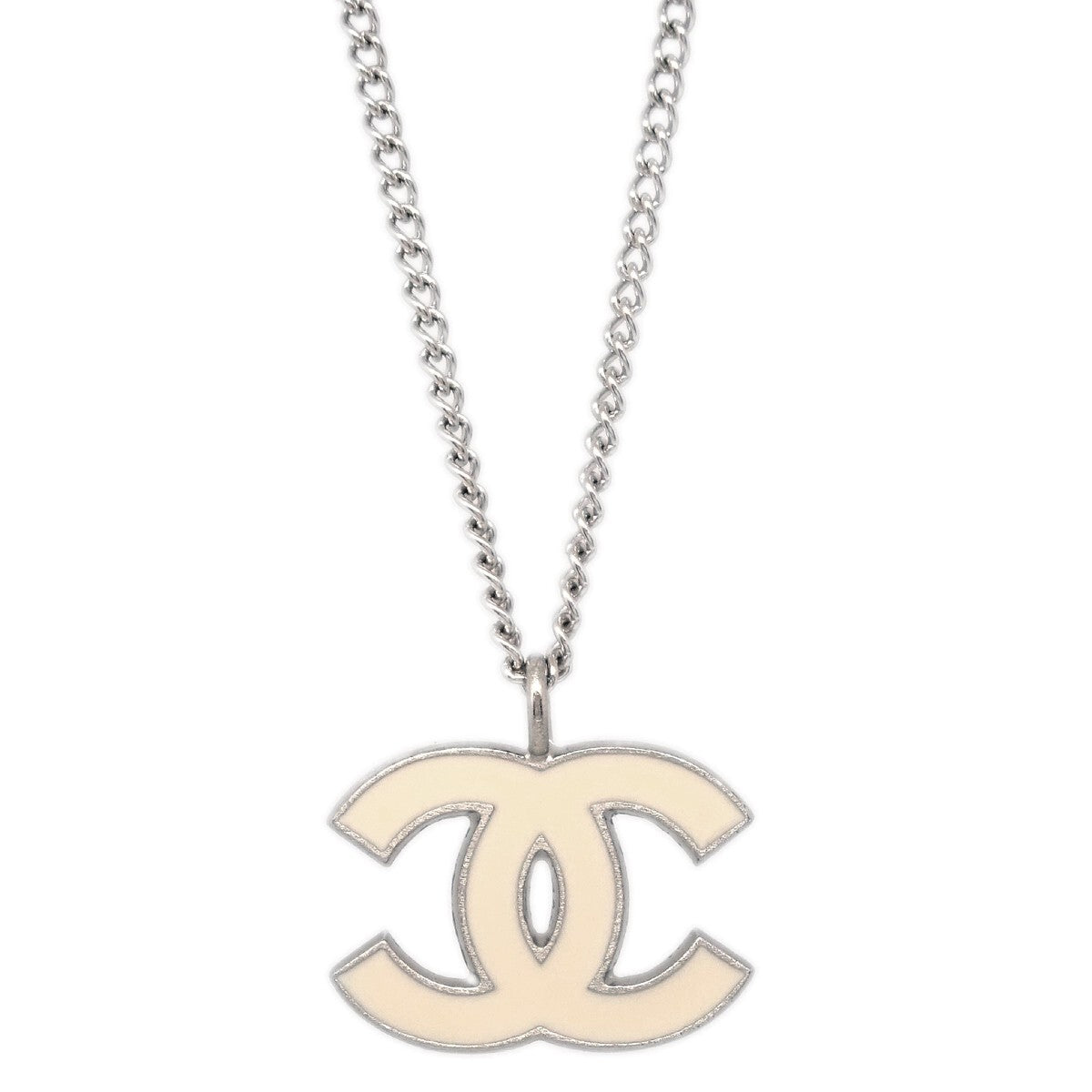 Chanel CC Logo Pendant Metal, Silver, Silver Plated, Necklace