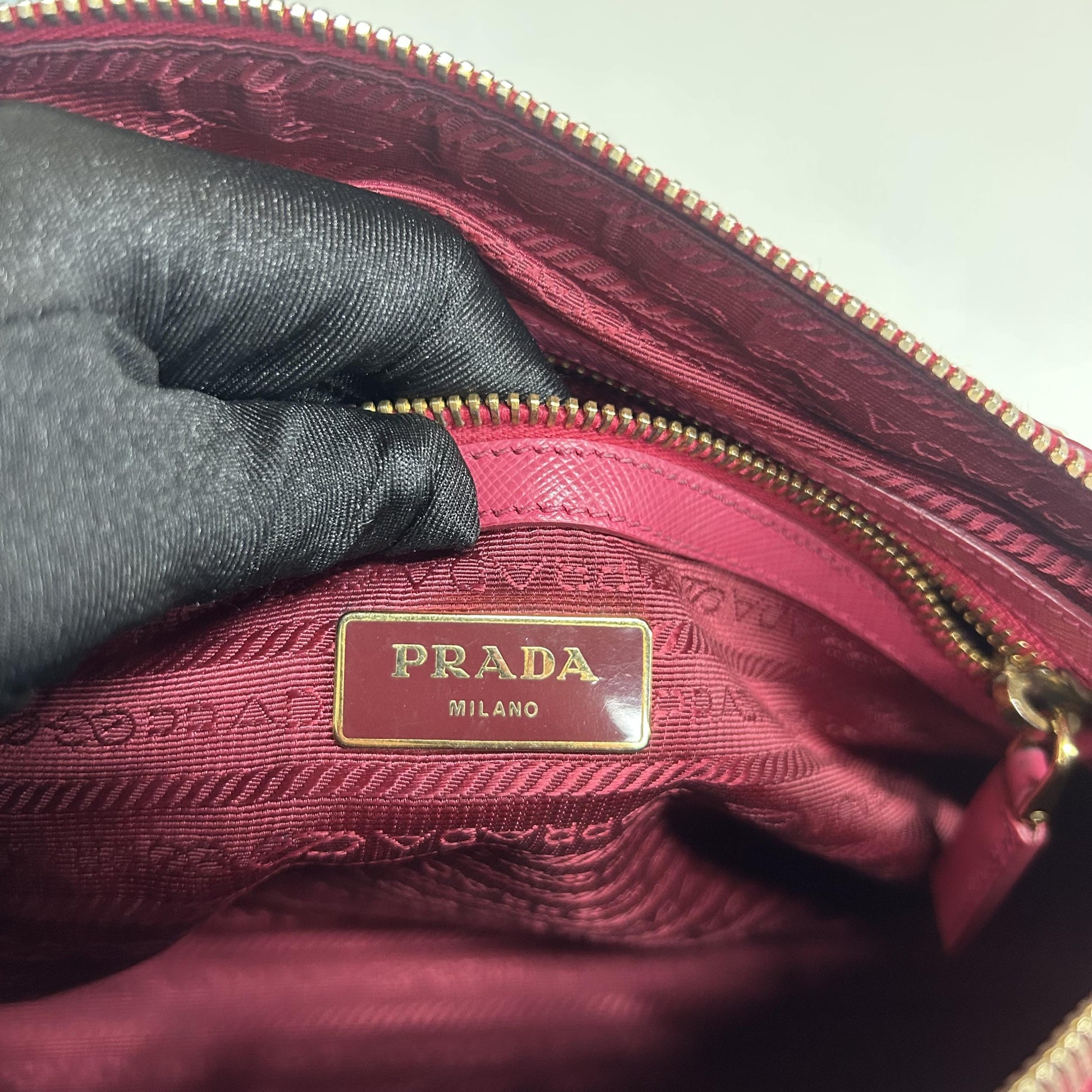 Prada Saffiano Bowler Leather, Pink, Leather, Handbag
