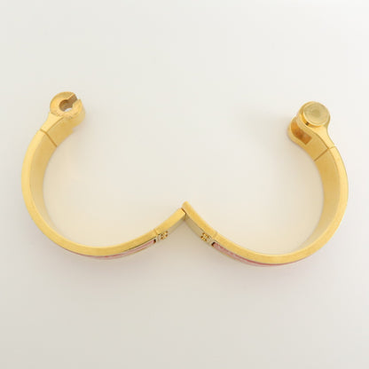 Hermes Charniere Uni Hinged Metal and Enamel, Gold, Metal, Bracelet
