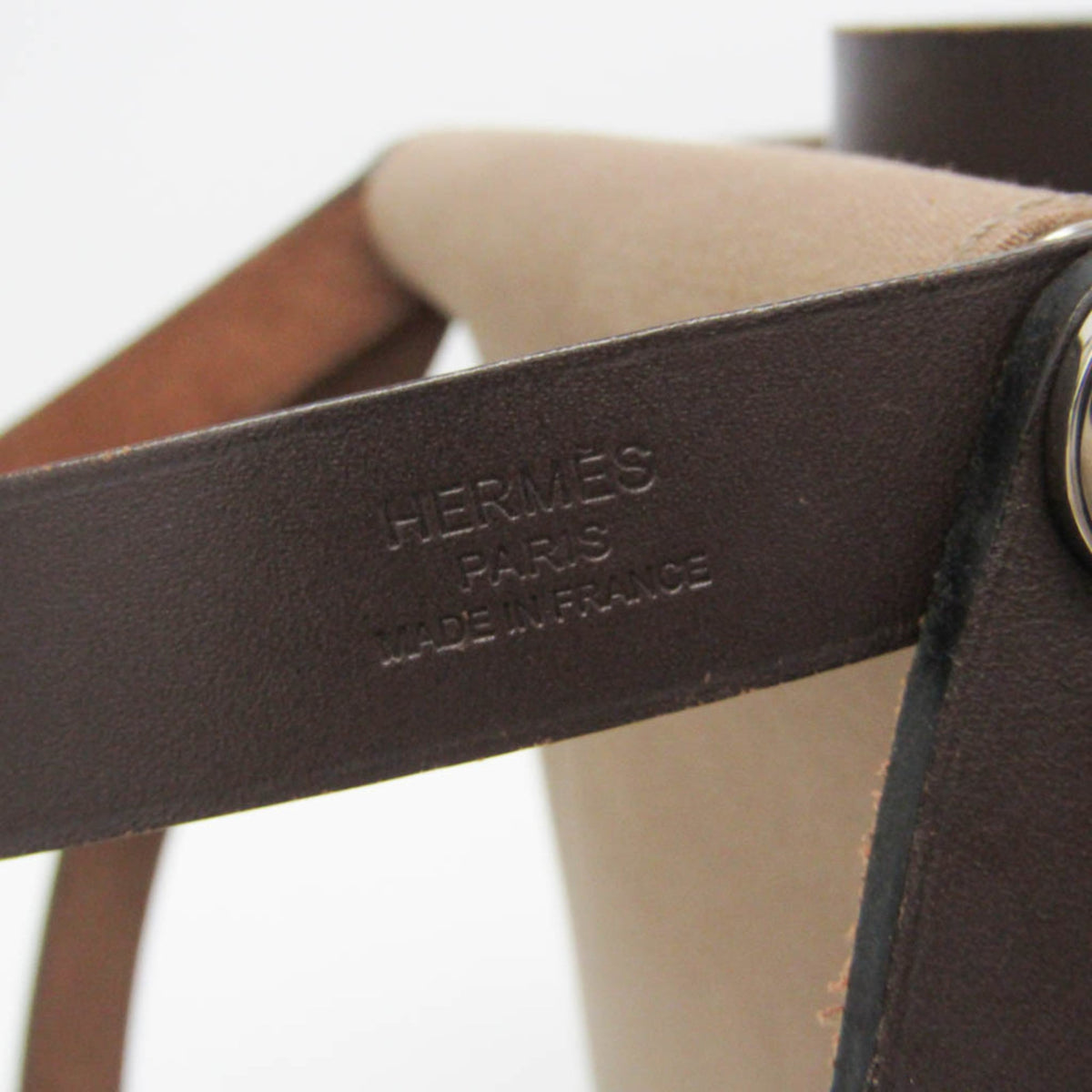 Hermes Cabag Toile and Leather, Brown, Canvas, Handbag