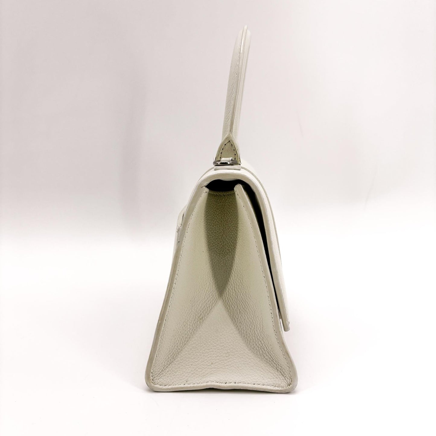 Balenciaga Hourglass Top Handle Leather, White, Leather, Handbag