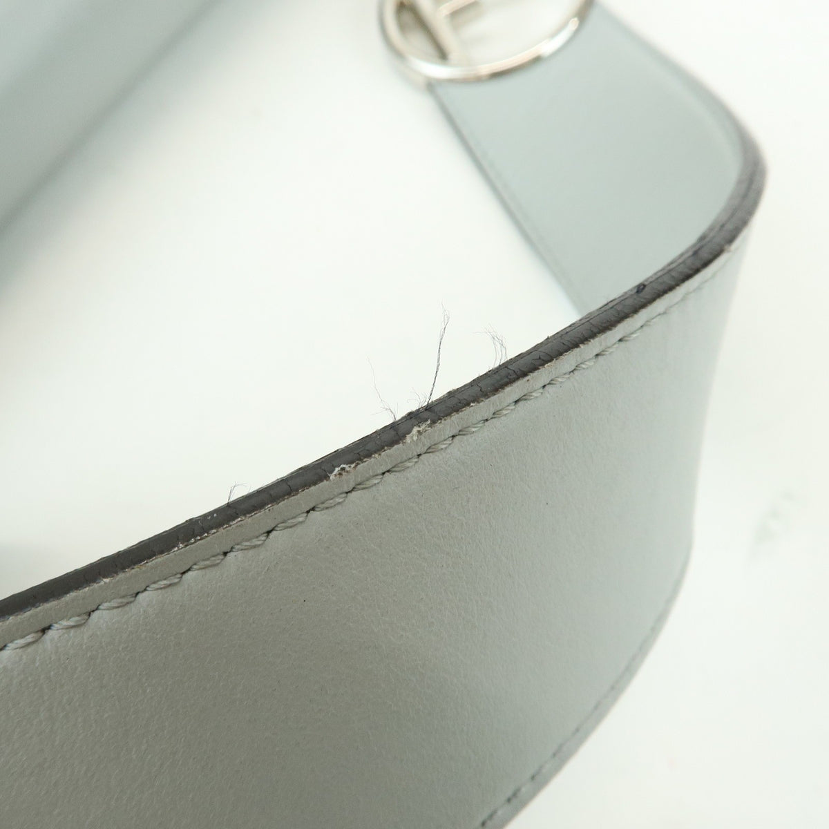 Fendi Kan I F Leather, Gray, Leather, Shoulder Bag
