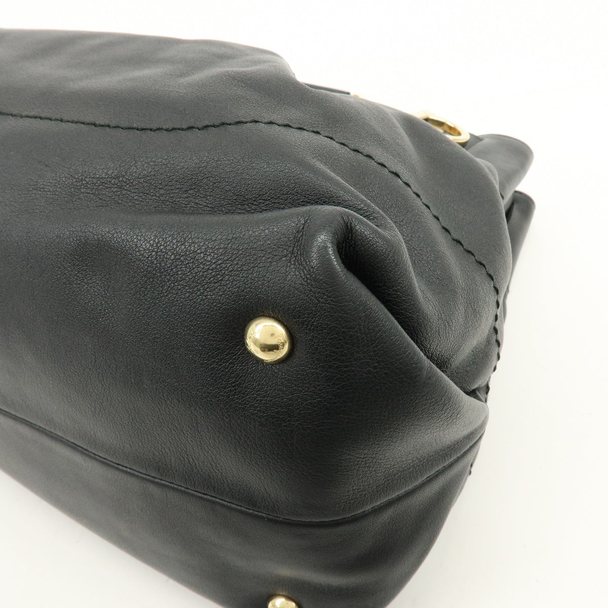 Salvatore Ferragamo W Chain Leather, Black, Leather, Tote Bag
