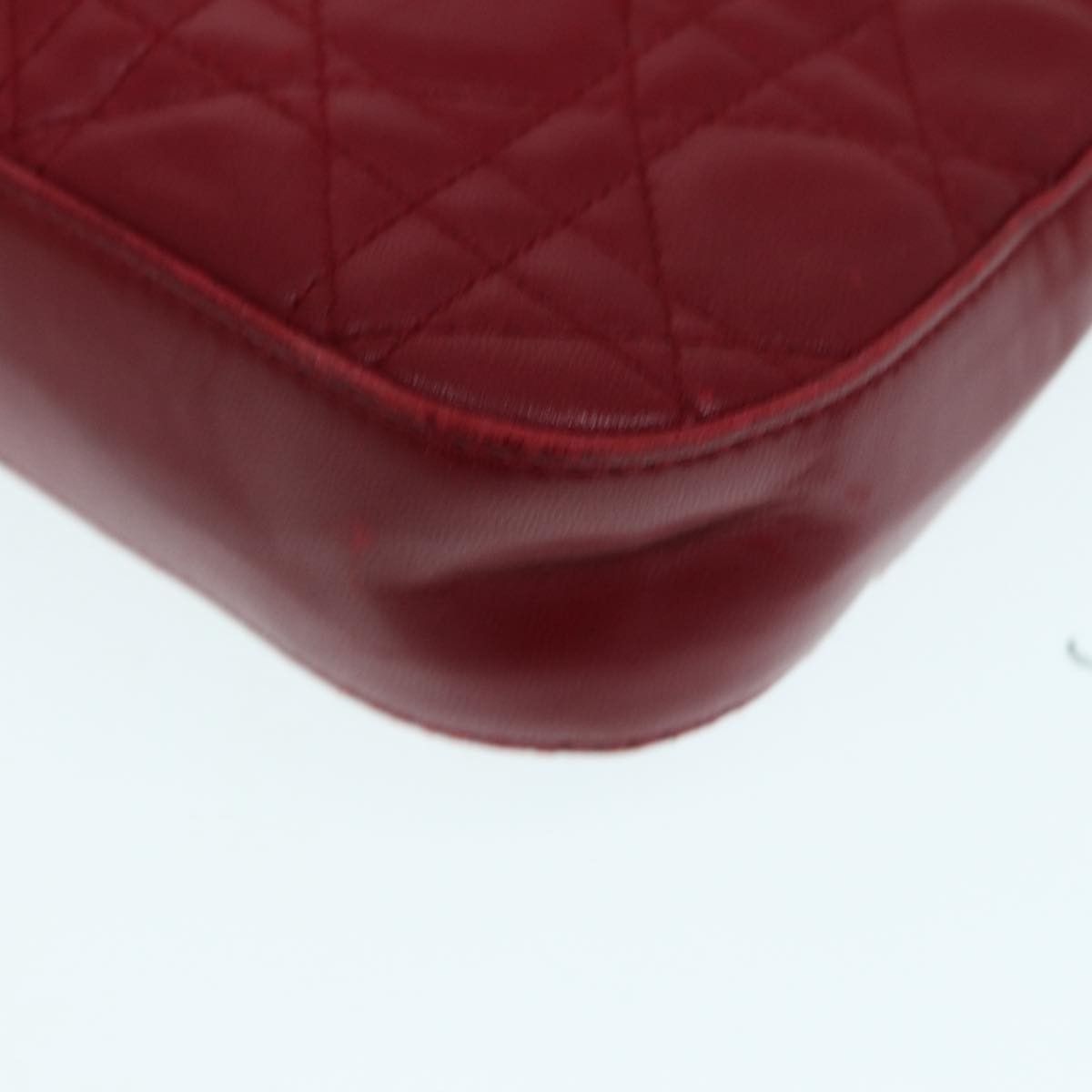 Christian Dior Lady Dior Zip Pochette Cannage Quilt Lambskin, Red, Leather, Clutch