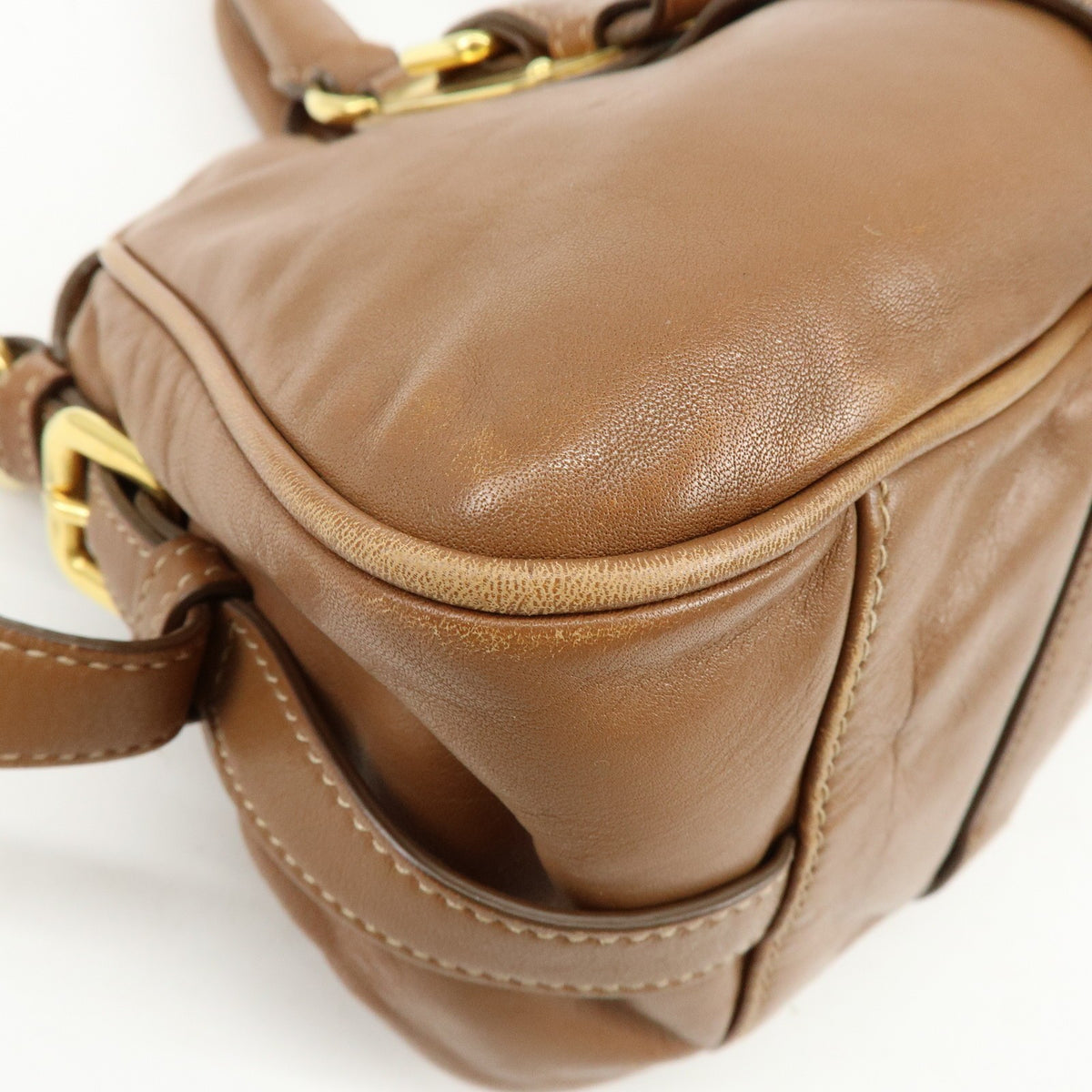 Prada Convertible Belted Satchel Soft Calf, Brown, Leather, Handbag