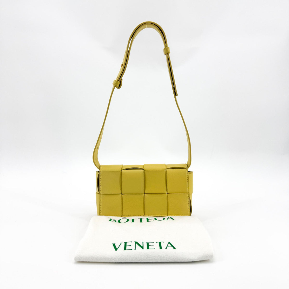 Bottega Veneta Cassette Belt Maxi Intrecciato Leather, Yellow, Leather, Clutch