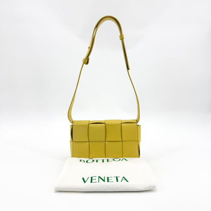 Bottega Veneta Cassette Belt Maxi Intrecciato Leather, Yellow, Leather, Clutch