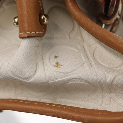 Salvatore Ferragamo Gancini Top Handle Canvas, White, PVC, Handbag